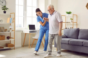 Senior elder care services with mobility assistance.